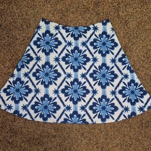 Before & Again Blue Floral Women's Skirt Large